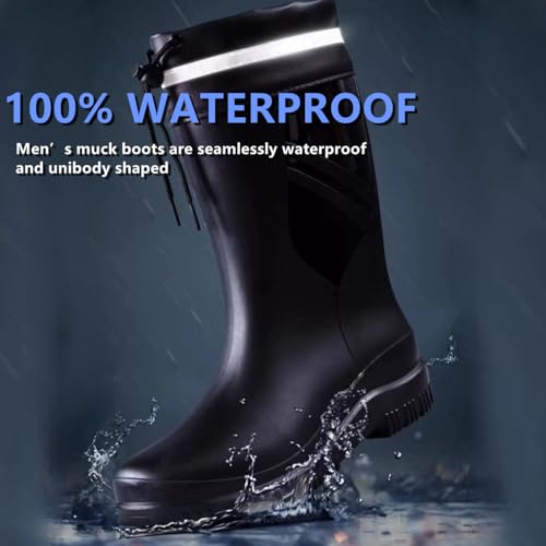 Rain Boots for Men Garden Boots Waterproof Mens Rubber Shoes with PVC Comfort Lightweight Work Mud Boots Resistant Durable Slip for Fishing Farming Gardening2