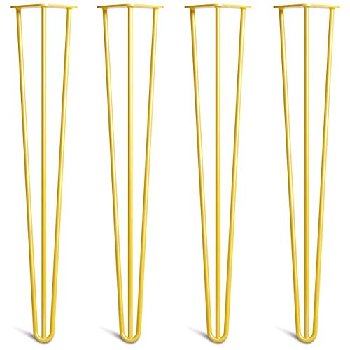 Lot 4 Pieds En Épingle À Cheveux En Acier 10mm Haute Qualité - Style Milieu 20ème Siècle - Protège-Pieds, Guide Installation, Vis Inclus - Disponible Dans 10-86cm Et Une Gamme Complète De Finitions