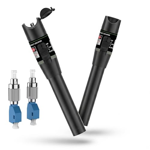 Image of 2PCS Fiber Optic Visual Fault Locator Kit, Red Light Fiber Tester for Single Mode and Multimode Cable, VFL Pen Compatible with SC ST FC LC Connectors, Network Maintenance Test Tool