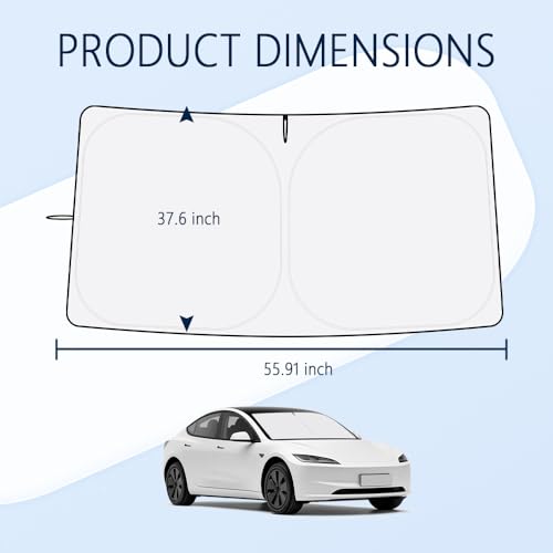 Image of Car Windshield Sun Shade Compatible with Te /SLA 2017-2026 Model 3 /Y,Oxford Cloth Sun Shade for Car Windshield with Foldable Design,Windshields Cover Suns Shades with Storage Bag