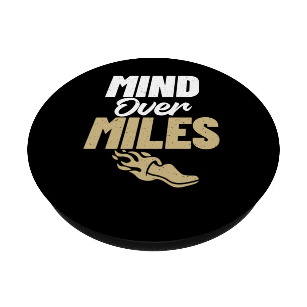 Mind over Miles Marathon Runner PopSockets Swappable PopGrip, Black - Image 2