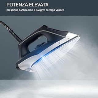 Rowenta VR8315 Powersteam Ferro da Stiro a Vapore con Caldaia Silenziosa, Pressione Fino a 6.2 Bar, 2400 W, 1.7 Litri, con Piastra in Acciaio Inox, Modalità Eco