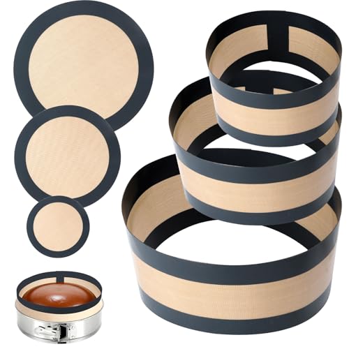 Set of 3 Silicone Baking Mats for Springform Pans, 4", 7", 9" Non-Stick Liners for Baking, Reusable Silicone Cheesecake Protectors