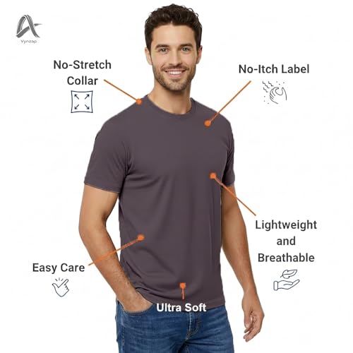 Image of Men's 100% Cotton Crew Neck T-Shirt | Regular Fit | Soft & Breathable | Casual Everyday Wear
