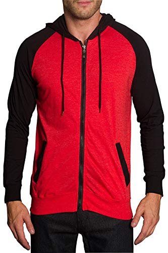 Men's Raglan Lightweight Zip Up Hoodie Sweatshirts