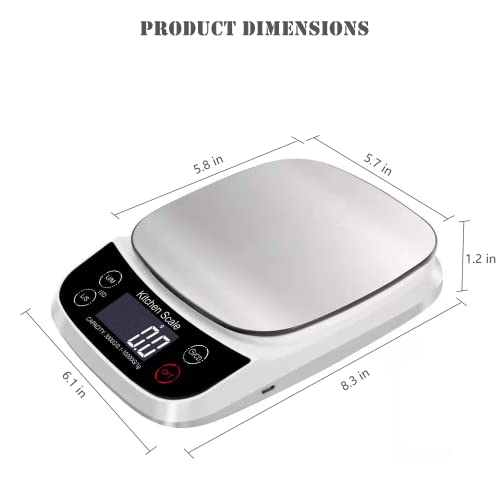 Digital Kitchen Food Scale For Baking And Cooking, 22Lb/ 10Kg Weight Loss Scales Measure In Grams And Ounces, 0.1G/0.1Oz Precise Graduation, Readout Lock& Count Down Function, Waterproof #TOP6