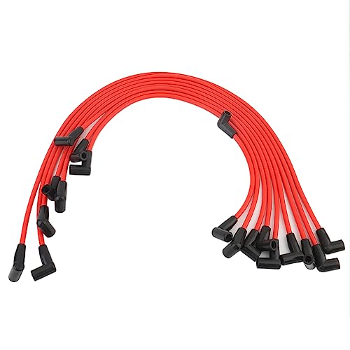 Spark Plugs Wires Sets Igniton Cables Red Silicone High Performance Leads Boot For Chevrolet Am General Hummer Isuzu 1988-1996 5.0L 5.7L V8 (9Pcs) #TOP4