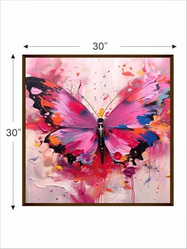 Image of Artsense Painting for wall decoration Abstract wall painting for living- butterfly painting for home decoration with frame-Multicolor /20x20 inches /(50x50 cm) (Pink)