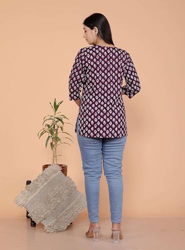 Image of Malikcraft Women's Rayon Printed Short Kurti Stylish Kurta for Women Trendy Short Kurta for Daily & Office Wear PR1