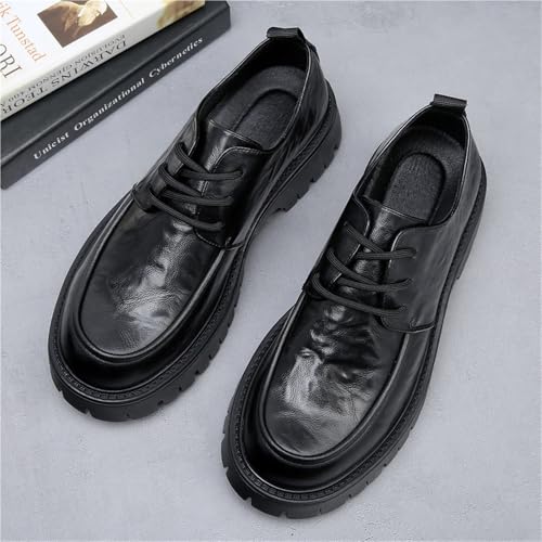 Men's Extra Wide Genuine Leather Perforated Oxfords Spring Summer Breathable Business Casual Chunky Sole Elevated Footwear4