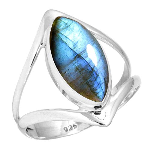 Bague en argent 925 et pierres fines marquise fait main