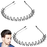 QBSID 2 Pcs Metal Headband, Spring Wavy Metal Hair Band, Metals Hair Band for Men Women, Fashion Non Slip Wire Headband Sports Headwear Simple Hair Hoop Hair Accessories