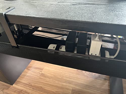 Vwindesk Under Desk 35 Inch Mesh Fabric Cable Management Tray, Power Cable Holder, Cord Organizer, Make Wire Tidy For Height Adjustable Desk, Black #TOP7
