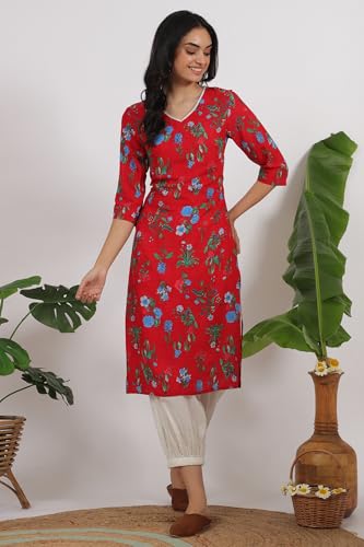 Image of W for Woman Pink Bold Geometric Printed Pure Cotton Straight Kurta
