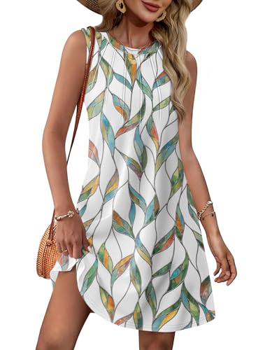 WIHOLL Womens Summer Dresses Floral Dress for Women Beach Fashion Casual Spring Dresses Beach Vacation Clothes Hawaiian Cruise Outfits 2025 Sundresses for Women Sun Dress L