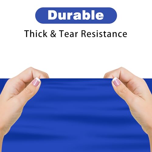 Image of Kopokita 2 Pack Royal Blue Round Disposable Plastic Tablecloths 84 inch