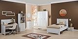 Comodino cm. 42 X 33 X 42 Cameretta completa per ragazzi e ragazze stile rustico chic bianca e legno chiaro. Comprende letto, materasso, comodino, armadio, comò, scrivania, sedia, libreria, tappeto arredo - [LVT]