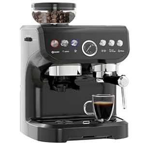 HOMCOM Espresso Machine with Integrated Bean Grinder & Steam Wand, Bean to Cup Coffee Machine with 15 Bar Italian Pump, 2L Water Tank, Cappuccino Maker, Stainless Steel Black