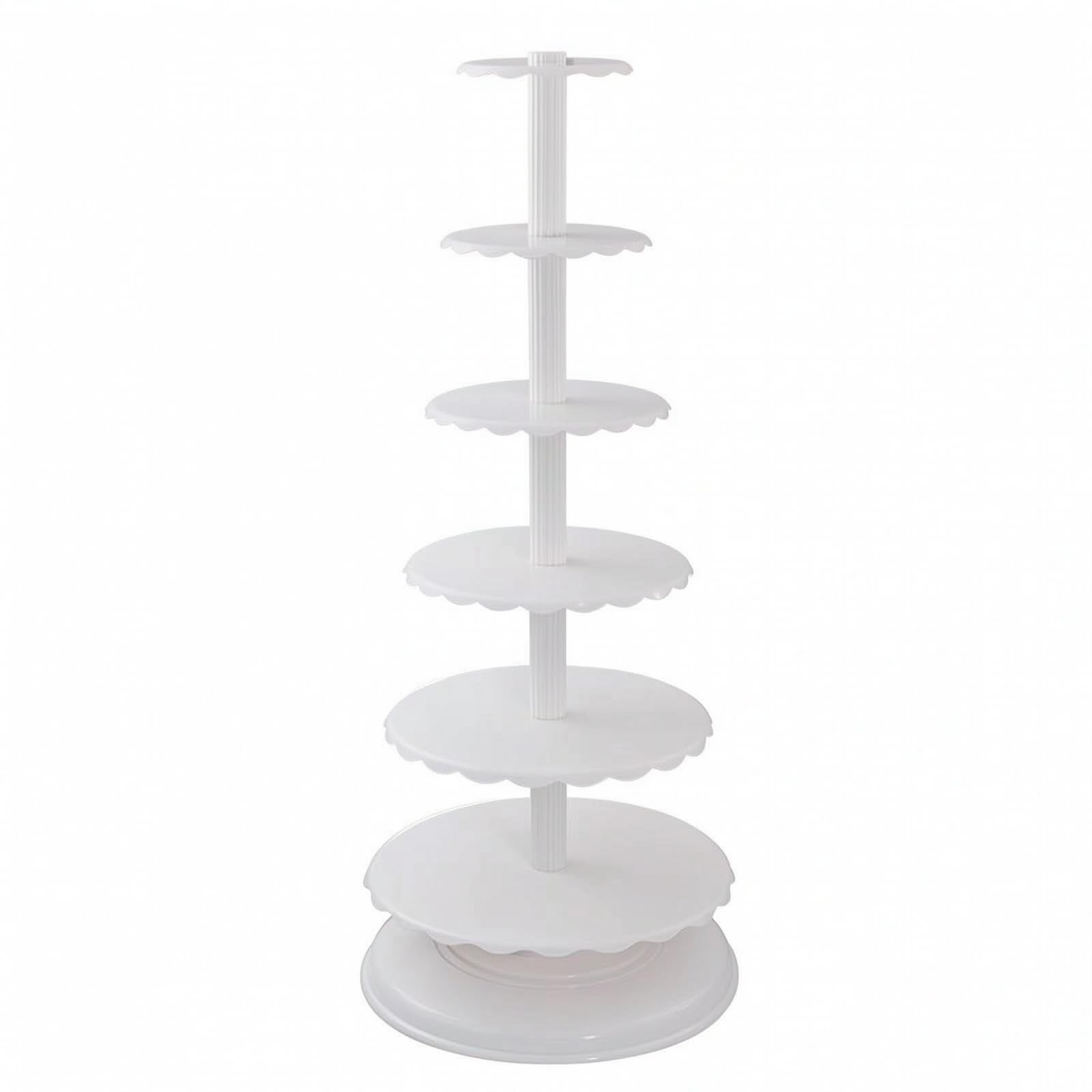 MagiDeal Support à Gâteaux à Six Niveaux avec Plaques Graduées en Plastique Blanc Robuste pour Présenter sserts et Pâtisseries Lors Mariages et Réceptions