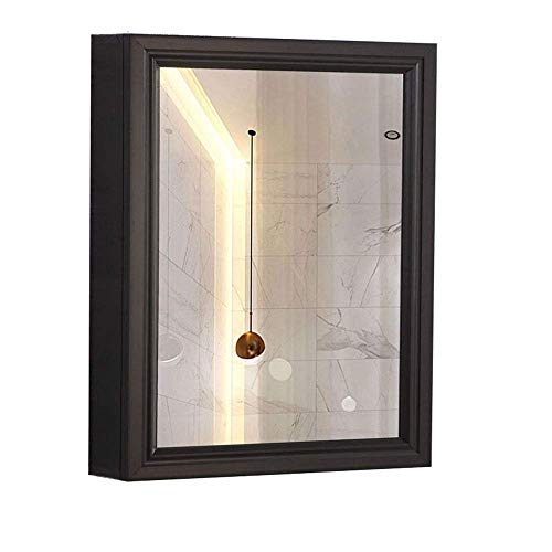 WLABCD Miroir 3 Armoire de Toilette Pour Salle de N, Miroir Avec Casier, Boîte de Miroir À Porte Simple En Aluminium Space, Armoire de Rangement Home Fashions Avec Un Design Moderne,Noir,40X60X12Cm