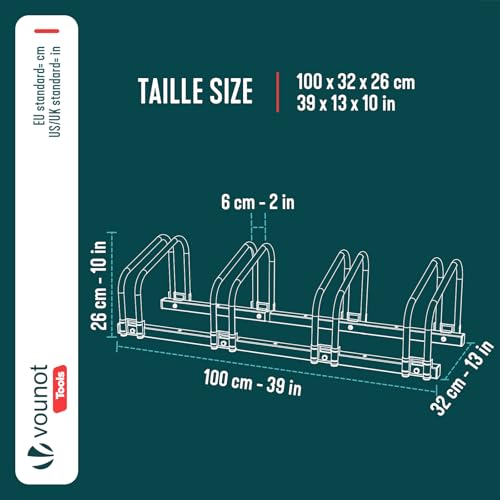 Image of VOUNOT Bike Stand Floor 4 Rack Bike Garage Bicycle Storage Parking Rack Cycle Organizer Locking Stand for Indoor Outdoor