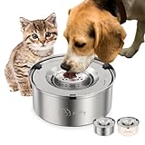 petstay 犬用水飲み器 こぼれない 口濡れない 大容量1L ステンレス製 早飲み防止 錆びない 割れない ペット給水器 猫給水器 犬給水器 犬水入れ 滑り止め お手入れ簡単 ウォーターボウル 猫犬両用(シルバー, 1L(小型犬・中型犬などに対応))