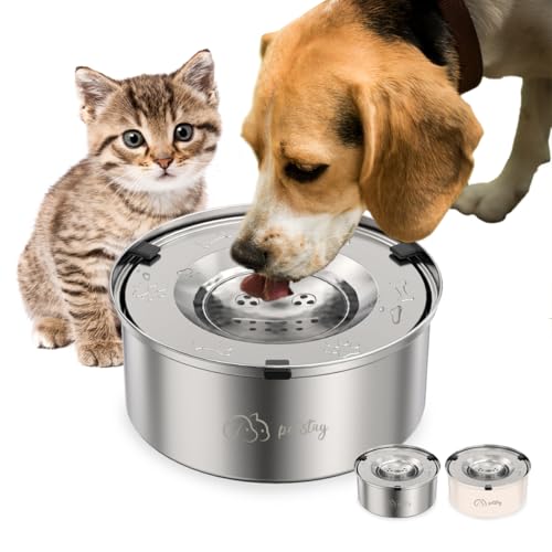 petstay 犬用水飲み器 こぼれない 口濡れない 大容量3L ステンレス製 早飲み防止 錆びない 割れない ペット給水器 猫給水器 犬給水器 犬水入れ 滑り止め お手入れ簡単 ウォーターボウル 猫犬両用(シルバー, 3L(大型犬・多頭飼いなどに対応))