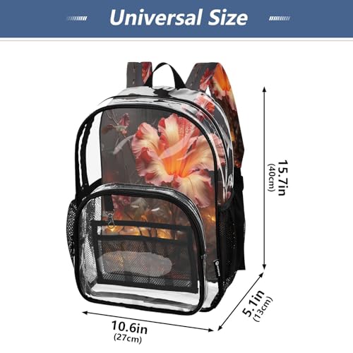Beautiful Flowers Clear Backpack - Stadium Approved Large 15.7-inch Waterproof Transparent Bag for Sports, Concerts, Work, Travel#2684