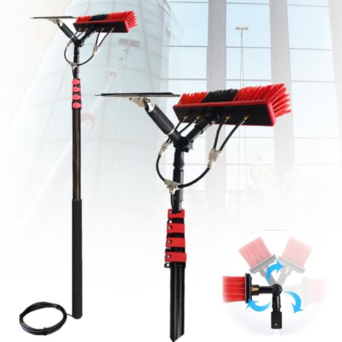 Kit de limpieza de ventanas 3 en 1 con pértiga extensible de 3,6 m y manguera