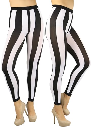 Image of ToBeInStyle Women's Wide Vertical Stripe Footed Footless Opaque Tights Leggings