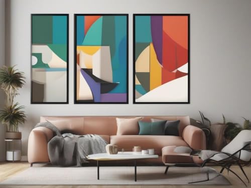 Affiche Pablo Picasso Harbour Abstract triptyque 3x A4 pour decoration murale