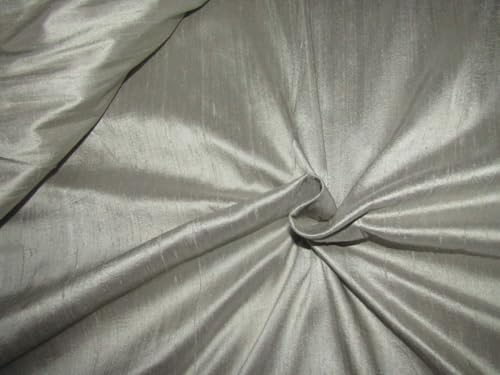 Tissu Dupion 100 % pure soie gris poussiéreux 137 cm avec SLUBS MM84 [6]