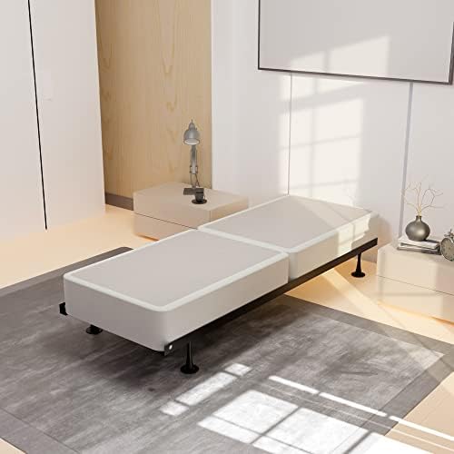 Spring Solution, 4" Split Wood Traditional Box Spring/Foundation for Mattress Set, Sturdy Fabric Paneled Design Wooden Frame, Durable Bedding Mattress Box Springs, Twin XL, White