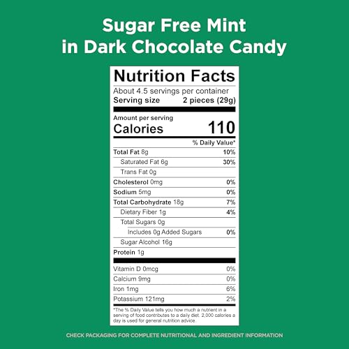 Image of RUSSELL STOVER Sugar Free Dark Chocolate Mint Patties Candy, 4.5 oz. bag