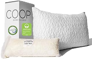 Shredded Memory Foam Pillow with Bamboo Cover by Coop Home Goods - Made in the USA - QUEEN - 50x76