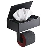 Toilet Paper Holder with Shelf，SUS304 Stainless Steel Toilet Paper Holder with Storage and Flushabl