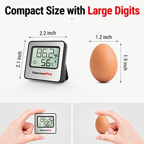 Thermopro Tp357 Digital Hygrometer Indoor Thermometer Of 260Ft, Bluetooth Thermometer Humidity Meter With Smart App, Room Thermometer Humidity Gauge With Temperature Humidity Sensor, Black #TOP5