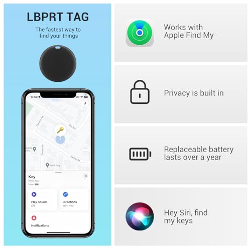 [Apple MFi Certified] LBPRT Airtag Tracker 4 Pack, Smart Item Finder Air Tag Work with Apple Find My (iOS Only, Android not Supported), Key Locator for Bag/Luggage Suitcase/Wallet. Replaceable Battery