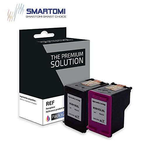 SMARTOMI Gereviseerde 301XL 301 Compatibel HP 301 XL voor gebruik met Deskjet 1000 3000 Deskjet 2050 1050 1055 2510 2540 3050 3054A eAIO ENVY 4500 5530 eAIO Officejet 2620 2624AIO Officejet 4630 2PK