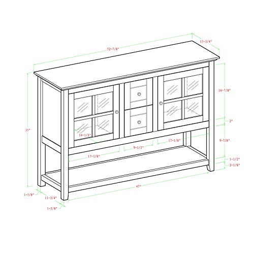 Walker Edison Charlotte Classic Glass Door Storage Buffet, 52 Inch, Red #TOP1