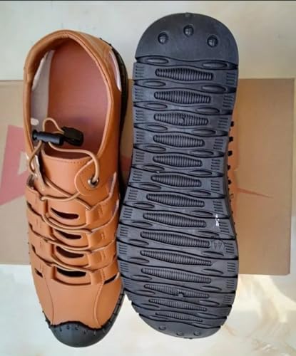 Image of OZJI Faux Leather Stylish sandals (Grey, UK Footwear Size System, Adult, Men, Numeric, Medium, 6)