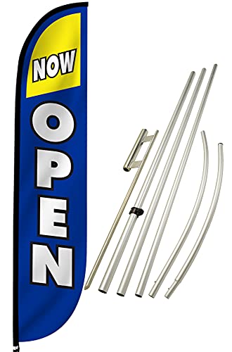 image for LookOurWay Open Themed 12-Feet Tall Feather Flag Banner for Business A