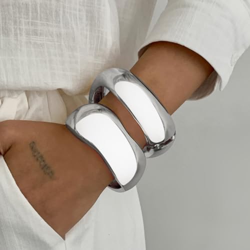 Chunky Gold Bangles for Women Gold Plated Stackable Bracelets Set Trendy Cuff Bracelets Stack Wrist Open Bangle Jewelry Gift Accessories3