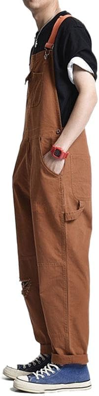 GUOYUXIAO Men's Japanese Retro Bib Pants Workwear One-piece Pants
