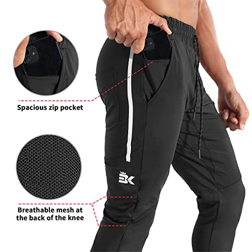BROKIG Men's Lightweight Athletic Gym Jogger Pants, Stretch Quick Dry Workout Running Sweat Pants with Zipper Pockets2