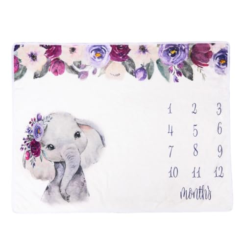 Toyvian Manta Suave Mensual para Fotos Nacidos Recién de Franela de Super Gruesa Diseño de Elefante Registro y Sesión de Fotografía de Ñiño