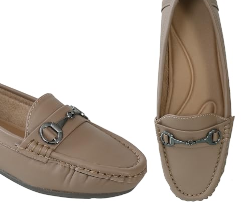 Image of CatBird Women's Metal Detail Slip-On Loafers | Cushioned Comfort Flats | Lightweight Office & Casual Shoes | Anti-Slip Sole Footwear