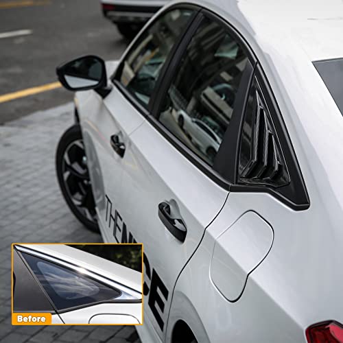 Image of Thenice for 11th Gen Civic Rear Side Window Louvers Racing Style Triangular Window Glass Blinds Compatible with Honda Civic Sedan 2022 2023 2024 2025 2026 -Carbon Fiber Grain