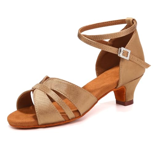 Latin Dance Shoes Girls Satin Buckle Ballroom Salsa Tango Professional Practice Dance