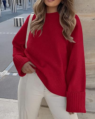 Image of PRETTYGARDEN Women's Fall Fashion Cozy Oversized Sweaters | Soft Warm,Ribbed Chunky Knit,Crewneck Long Sleeve,Loose Fit Fuzzy, Pullover Tops,Dressy Casual Blouses,Holiday Winter Outfits